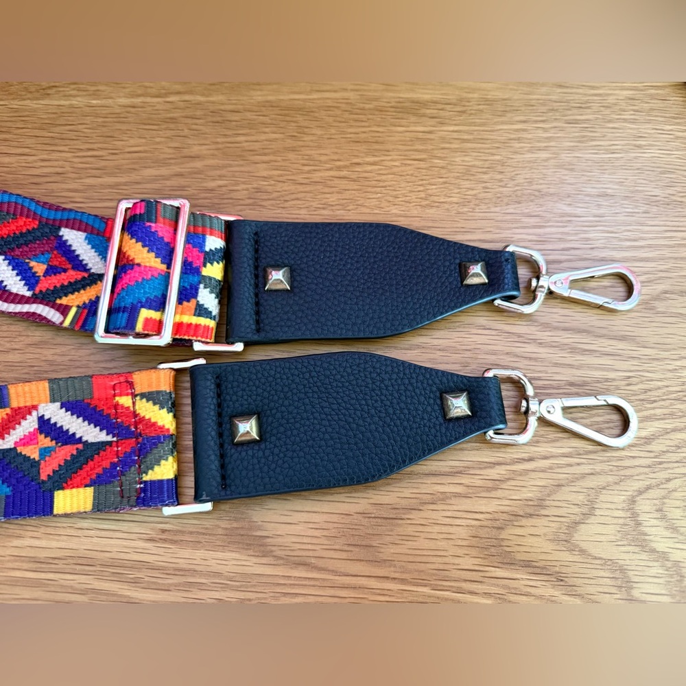 Colorful Purse Guitar Strap with gold tone hardware geometric - Picture 3 of 5